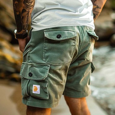 Men's Corduroy Surf Shorts Chic Vintage Beach Vacation Multi-pocket Daily Hawaii Casual Walkshort