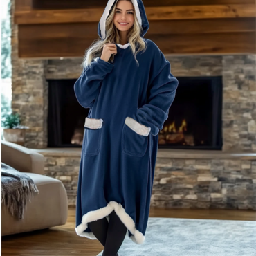 Adults' Oversized Hoodie Blanket Chic Wearable Blanket With Pocket Solid Color Onesie Pajamas Flannel Cosplay