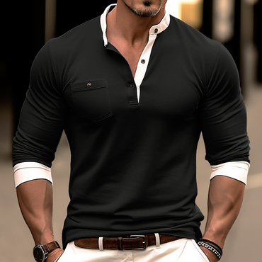 Men's Casual Long Sleeve Chic Henley T-shirt