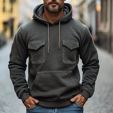 Men's Vintage Pocket Long Sleeve Chic Hoodie