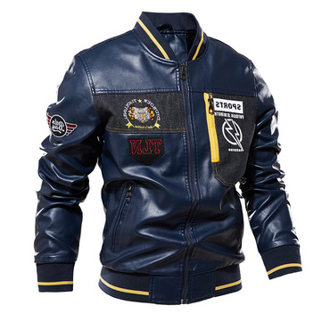 Men's Outdoor Sports Old Chic Retro Motorcycle Zipper Design Plus Velvet Leather Jackets