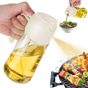 Grill Bbq 2 In Chic 1 Glass Oil Sprayer Dispenser Spray Pour 16oz/470ml Glass Oil Spray Bottle With Pourer Food-grade