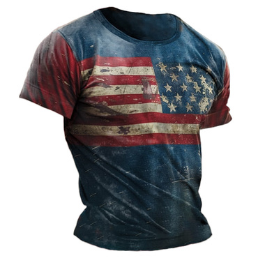 Men's Vintage American Flag Chic Declaration Of Independence Print T-shirt