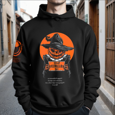 Halloween Pumpkin Skull Print Chic Hoodie