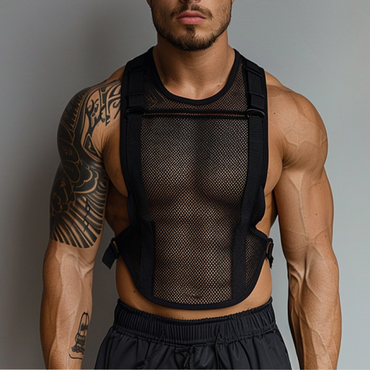 Men's Spring And Summer Chic See-through Mesh Gym Sleeveless Tank Top