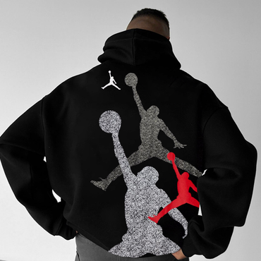 Basketball Print Casual Black Chic Hoodie