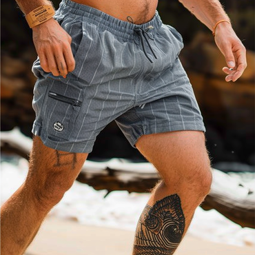 Men's Vintage Surf Striped Chic Drawstring Shorts