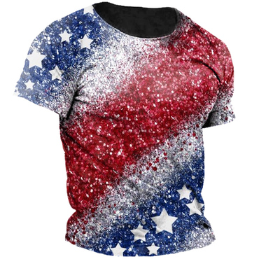 Men's American Flag Independence Chic Day Star Patriot Tie Dye Print T-shirt