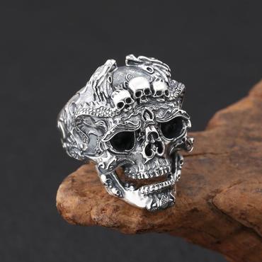 Punk Rock Skull Ring Chic Retro Skull Ring Open Adjustment Ring