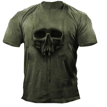 Skull Men Print Men's Chic Tactical Cotton T-shirt