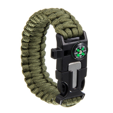 5 In 1 Compass Chic Flint Bracelet Outdoor Escape Survival Hand Rope Survival Whistle Lifesaving Flint Bracelet