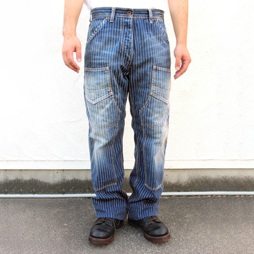 1920-1930s Indigo Wabash Striped Chic Retro Pants