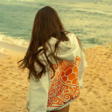 Women's Vintage Sea Turtle Chic Protect The Locals Oversized Long Sleeve Hoodie