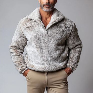 Men's Turndown Collar Long Sleeve Chic Plush Sweatshirt