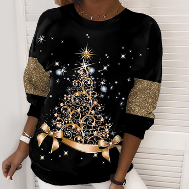 Women's Christmas Tree 3d Print Chic Crew Neck Casual Sweatshirt