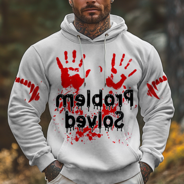 Halloween Problem Solved Men's Chic Bloody Palm Prints Hoodie