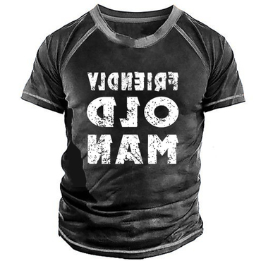 Men's Vintage Old Man Chic Round Neck Short Sleeve T-shirt