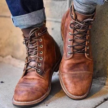 Men's Vintage Martin Boots Chic Western Style Lace-up Leather Boots