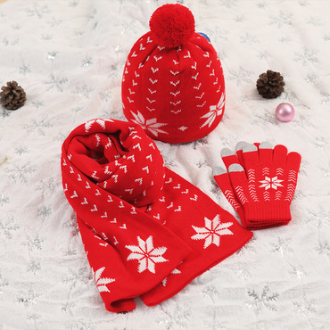 Unisex Christmas Warm Hat Chic Gloves Scarf Casual Knitted Suit