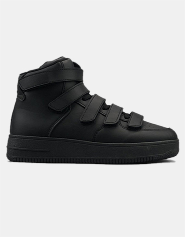 Pure Black Velcro High-top Chic Shoes