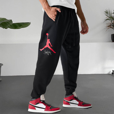 Men's Vintage Basketball Print Chic Outdoor Sports Pants