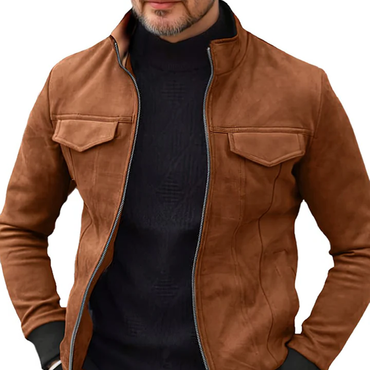 Men's Vintage Suede Stand Collar Chic Jacket