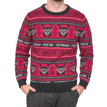 Unisex Merry Krampus Print Chic Crew Neck Ugly Christmas Sweatshirt