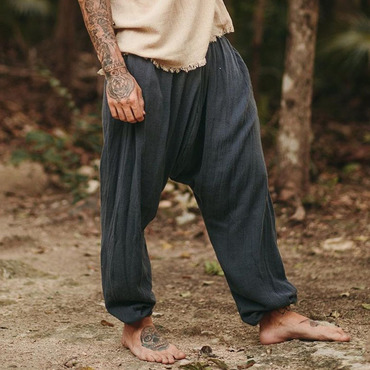 Men's Linen Holiday Plain Chic Harem Pants