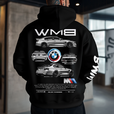 Unisex Bmw Racing Hoodie Chic Retro Print Black Oversized Hoodie