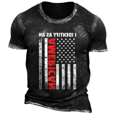 Men's American Flag Patriotic Chic Vintage Print T-shirt