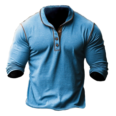 Men's Vintage Three-button Lapel Chic Long Sleeve T-shirt