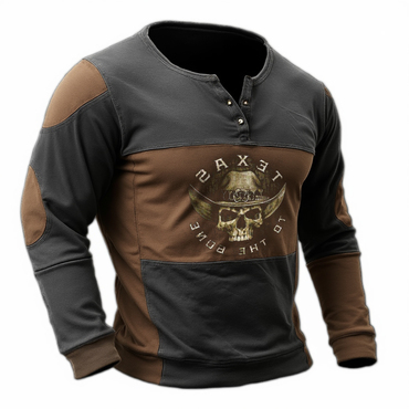 Men's Casual Retro Stitching Chic Printed Sweatshirt