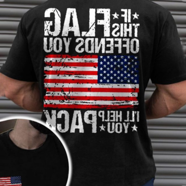 Men's Vintage American Flag Print Chic Short Sleeve Crew Neck T-shirt