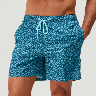 Men's Printed Outdoor Quick Chic Drying Drawstring Checkered Shorts