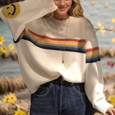 Vintage Striped Crew Neck Chic Sweater