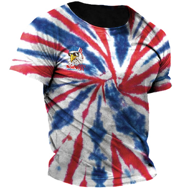 Men's American Flag Independence Chic Day Patriot Tie Dye Print T-shirt