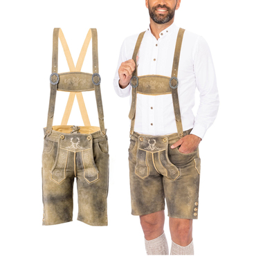 Men's Munich Traditional Embroidered Chic Suede Bib Shorts