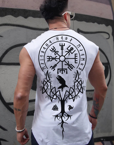 Valhalla Print Casual Sleeveless Chic T-shirt