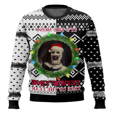 Men's Vintage It's The Chic Most Terrifying Time Of The Year Print Crew Neck Ugly Christmas Sweatshirt