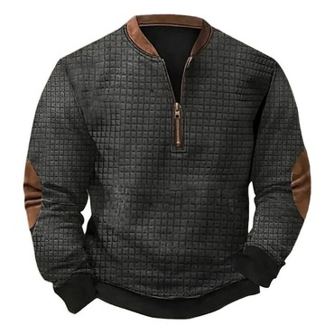 Men's Vintage Plaid Block Chic Quarter Zip Sweatshirt