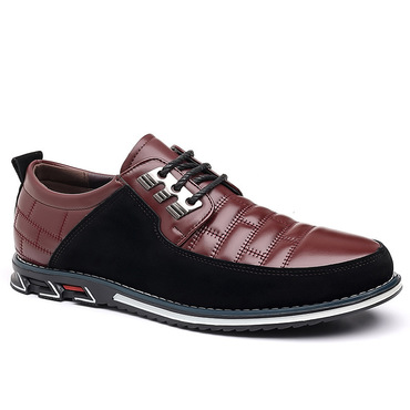 Men's Soft Leather Spliced Chic lace Up Shoes Casual Shoes Derby Shoes