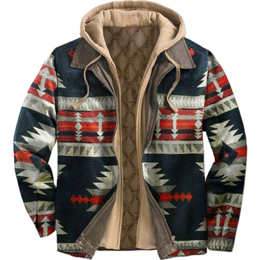 Men's Vintage Ethnic Print Chic Zip Long Sleeve Jacket