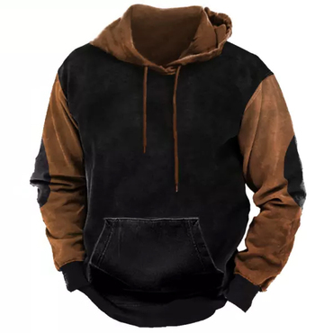 Men's Vintage Contrast Print Chic Hooded Sweatshirt