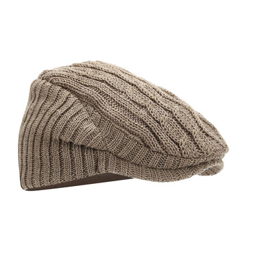 Unisex Vintage Cable Knit Chic Front Beanie Plus Fleece Beret