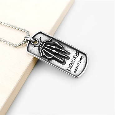 Rock Punk Hip Hop Chic Retro Skull Hand Bone Stainless Steel Necklace