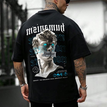 Men's Oversize Statue Print Chic Short Sleeved T-shirt