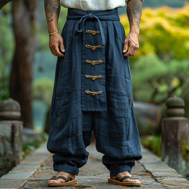 Simple Loose Men's Linen Chic Pants Comfortable And Breathable Linen Pants