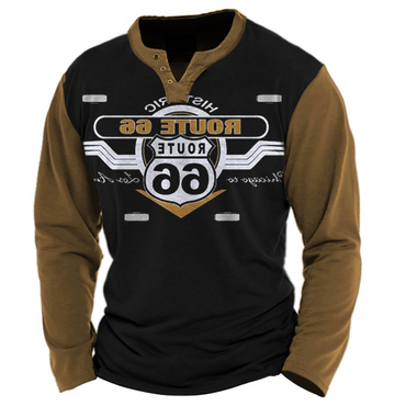 Men's Vintage Route 66 Chic Colorblock T-shirt