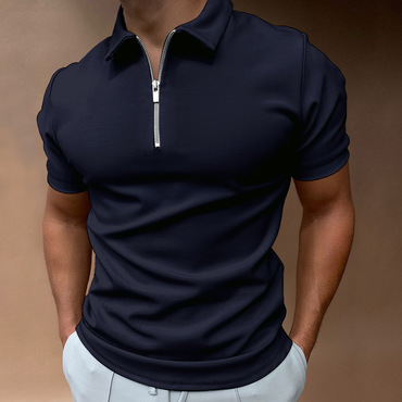 Men's T-shirts Men's Shirt Chic Casual Polo Golf Quarter Zip Short Sleeve Plain Classic Summer Regular Fit Black White Zip Polo Green Black Purplish Blue Summer 