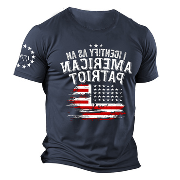 Men's Vintage I Identify Chic As An American Flag Patriot Print Daily Short Sleeve Round Neck T-shirt